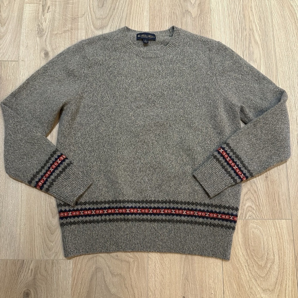 Brooks Brothers Merino Wool Fair Isle Sweater Mens Sz Large Chunky Knit Soft